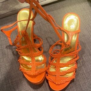 Ralph Lauren Orange Braided Women's Sandals